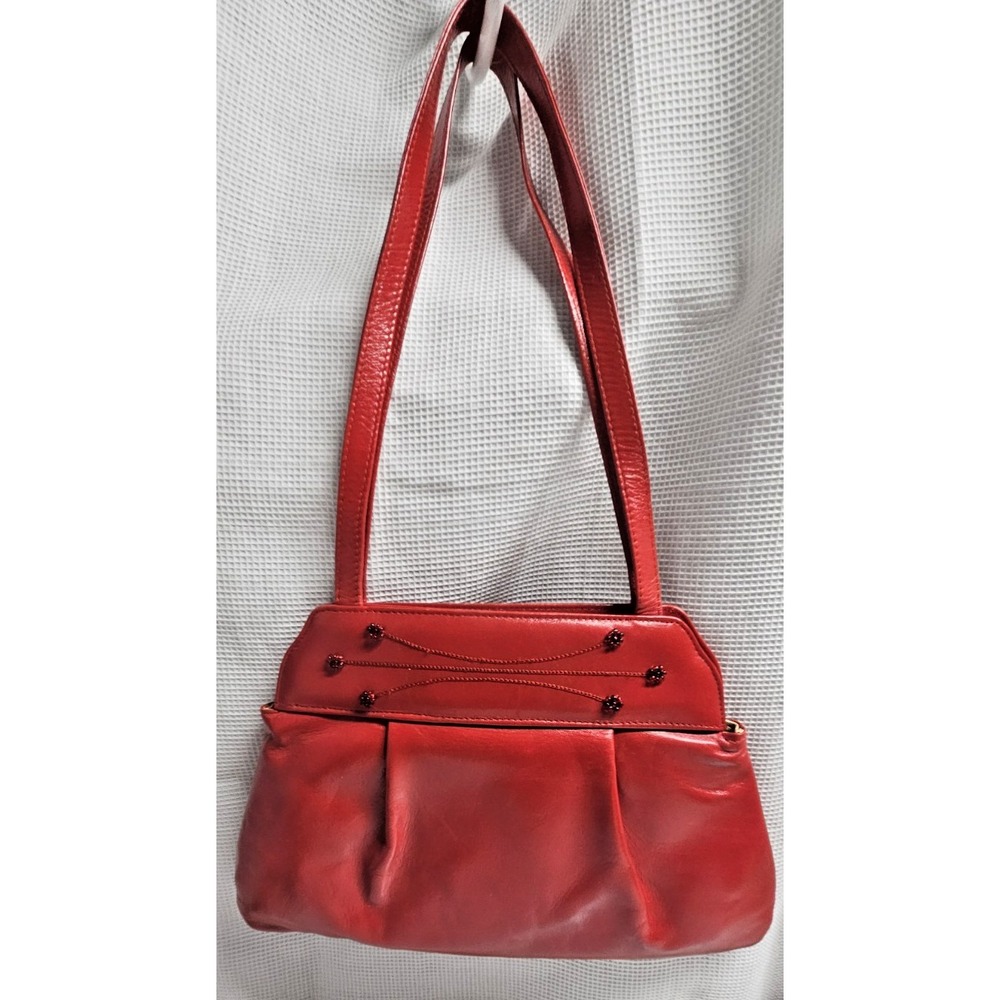 Vintage Desiree made in Spain red beaded embroidery shoulder bag‎ red